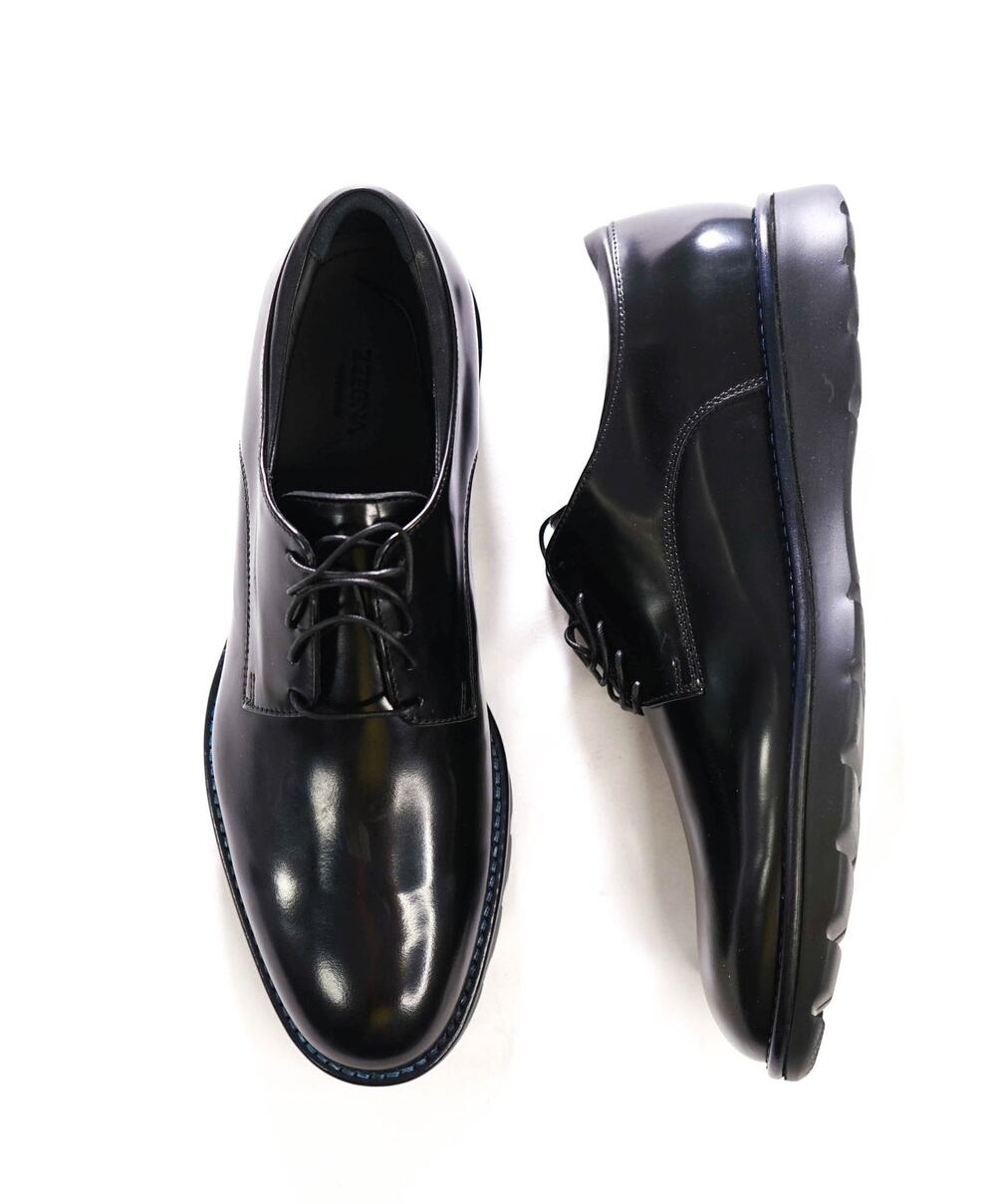 $650 Z ZEGNA - Black Leather Derby - US 9.5 (8.5UK)